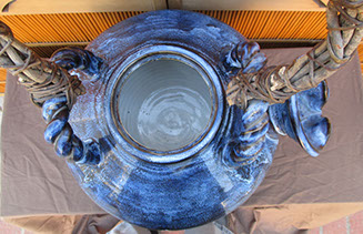 Top view Large Shigaraki teapot,blue Japanese ceramics, mingei, Japanese garden, interior design, tea ceremony, Japanese antiques Los Angeles