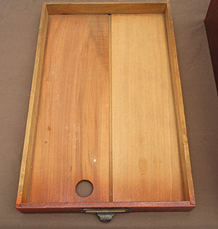 Drawer view - Small cabinet for sword fittings (tosogu), solid ash, fine joinery, samurai sword parts box, Japanese interior design, Los Angeles