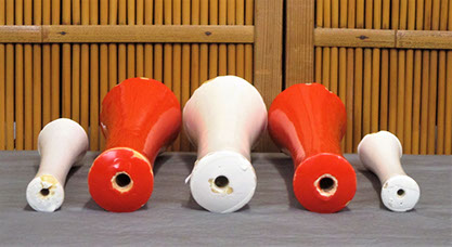 Five Japanese antique temple candles, ikari rosoku, 7 - 10"h, traditional craft, natural plant wax, mokuro, hollow washi wick